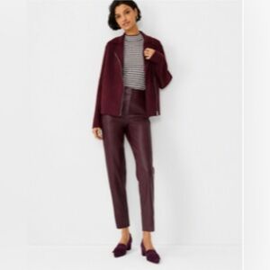 Ann Taylor Faux Leather Slim Pants in Mauve Rose. EUC